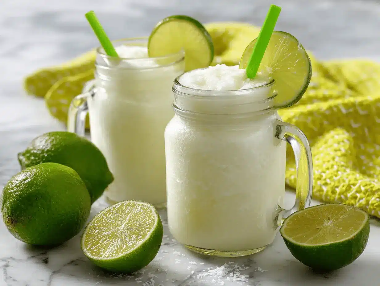 Brazilian lemonade with coconut preparation steps