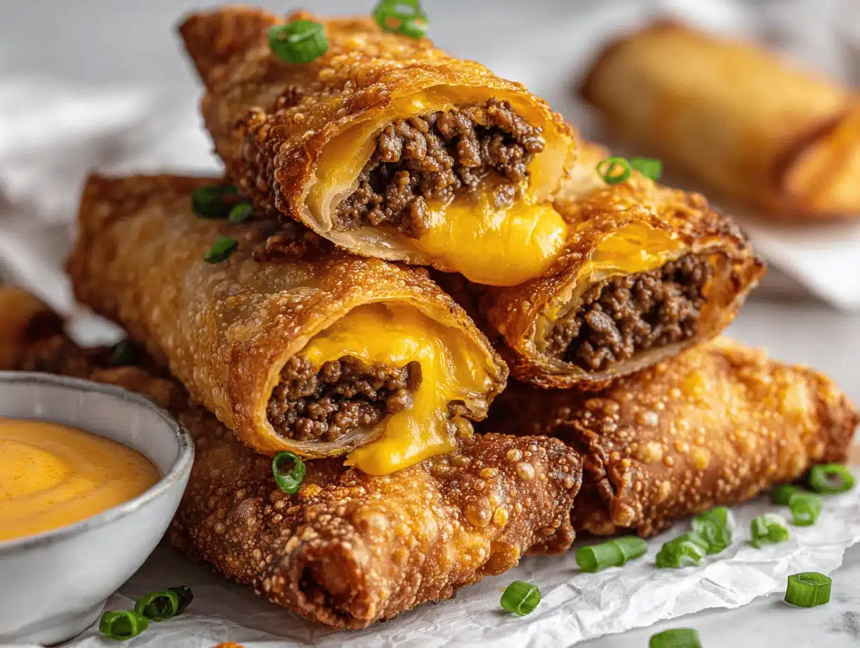 cheeseburger egg rolls - featured image