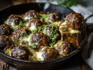 French onion meatballs - featured image