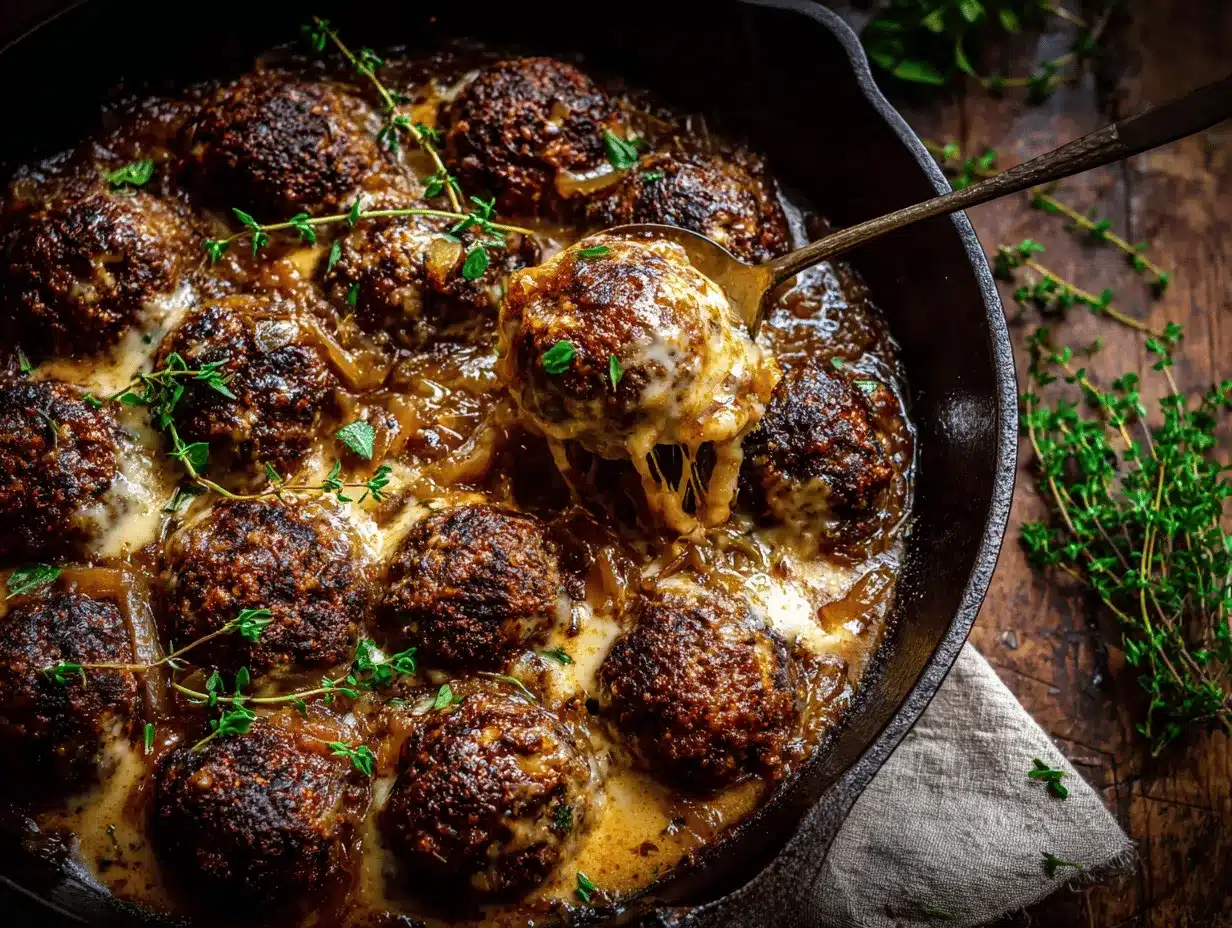 French onion meatballs preparation steps