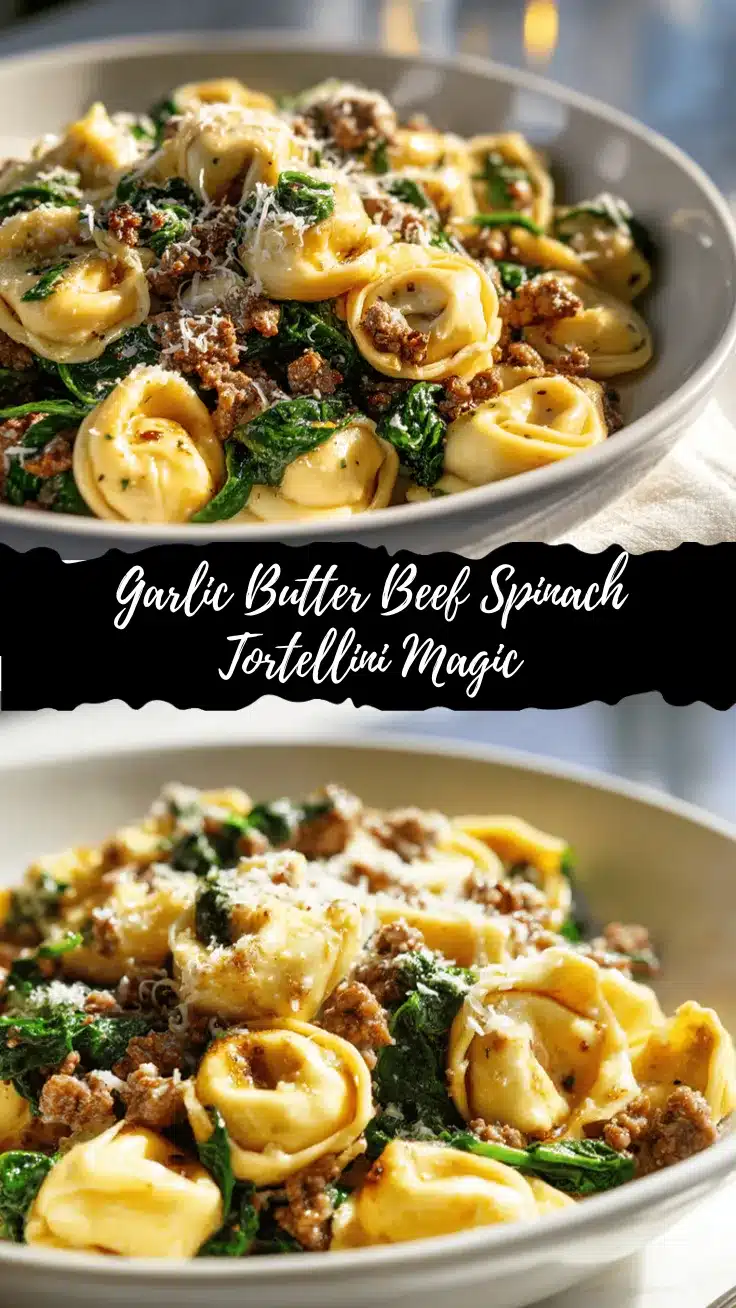 garlic butter beef and spinach tortellini recipe