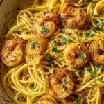 garlic butter shrimp pasta - featured image