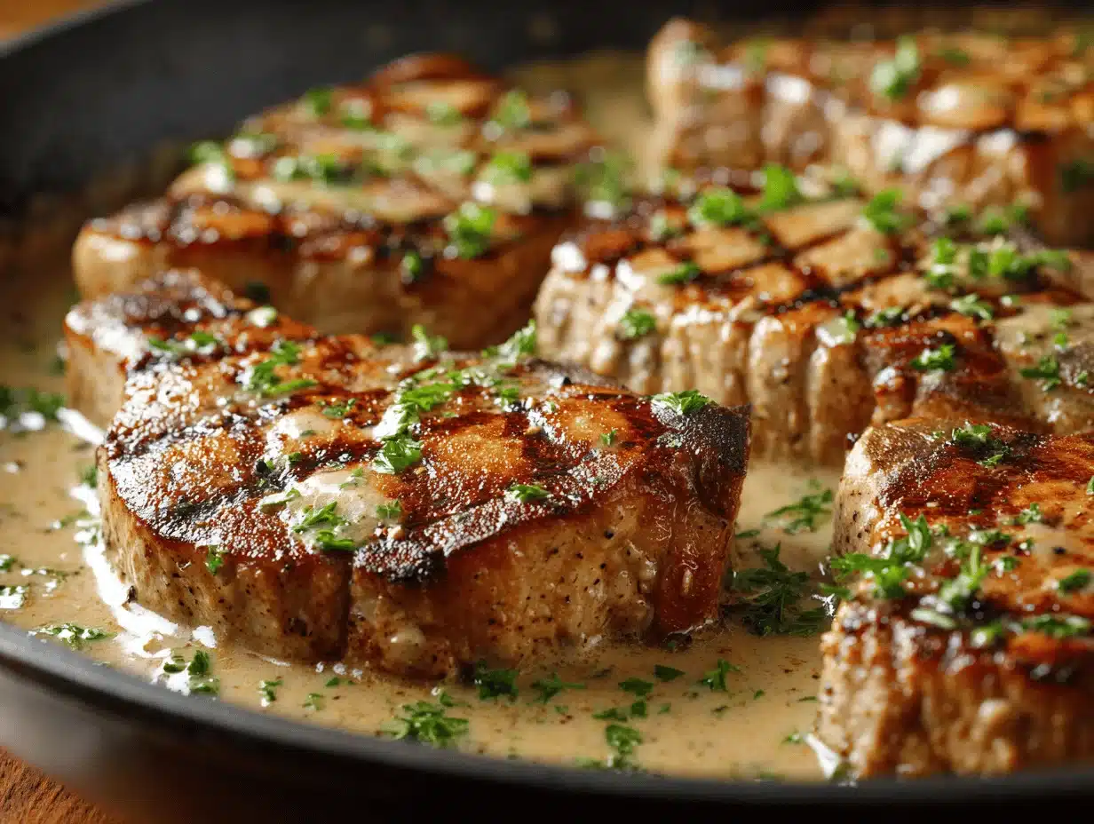 smothered boneless pork chops - featured image